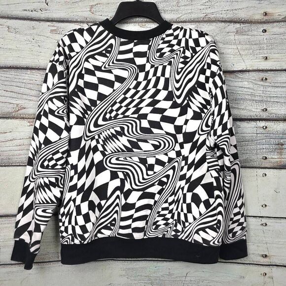 Wild Fable S Black White Optical Illusion Sweatshirt - Picture 3 of 6